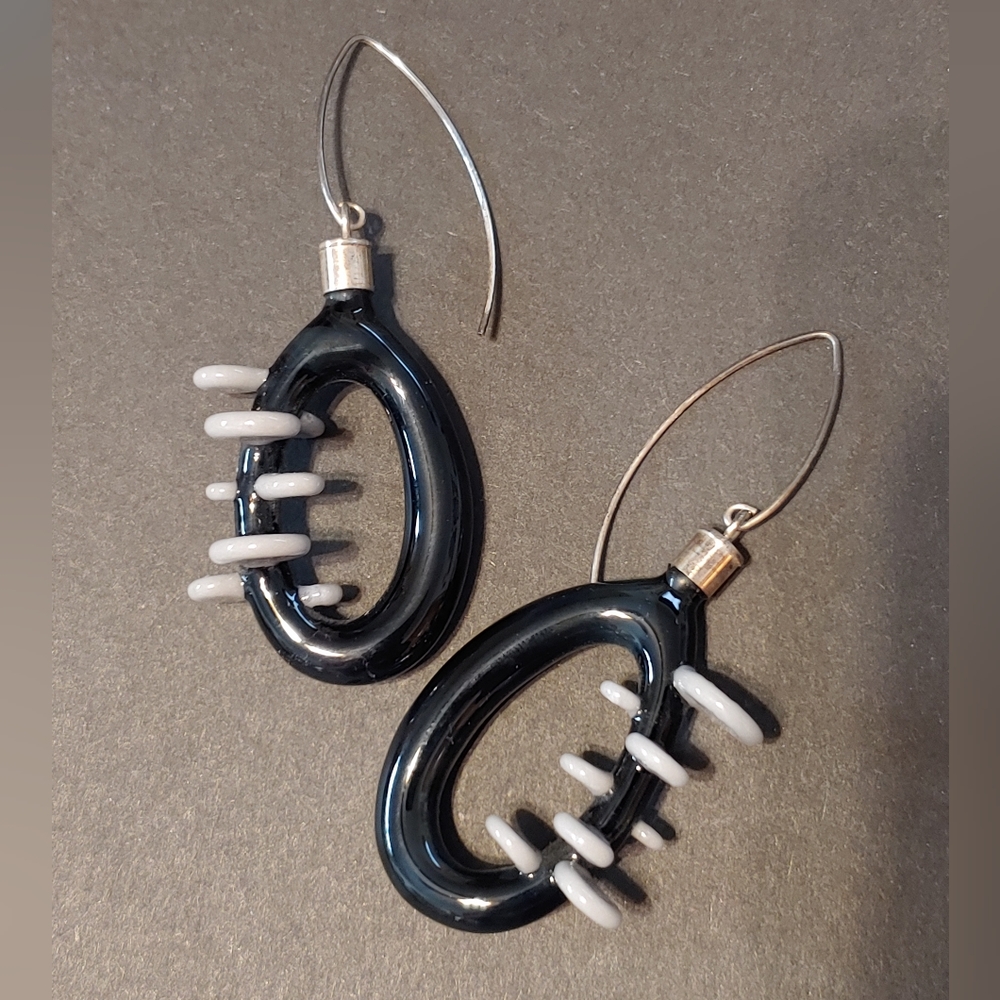 Blob Blob Studio Borosilicate Glass Earrings ooak contemporary sterling art